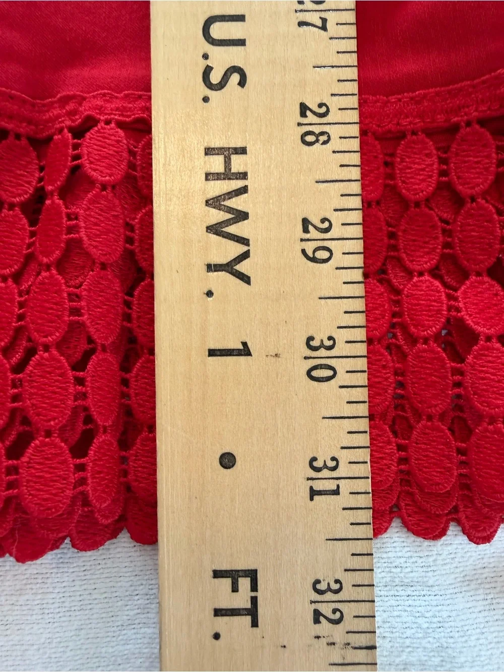 Zac & Rachel Red Crochet Hem Capri‎ Pants 12 Coastal Chic Resort Career Casual